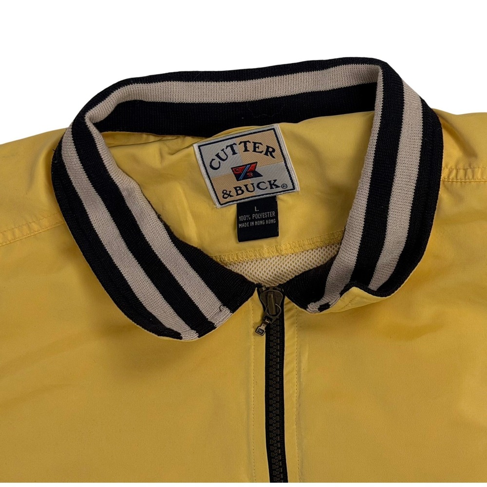 Cutter & Buck Mens Large Yellow Quarter Zip Windbreaker Pullover Golf Jacket - Picture 2 of 5